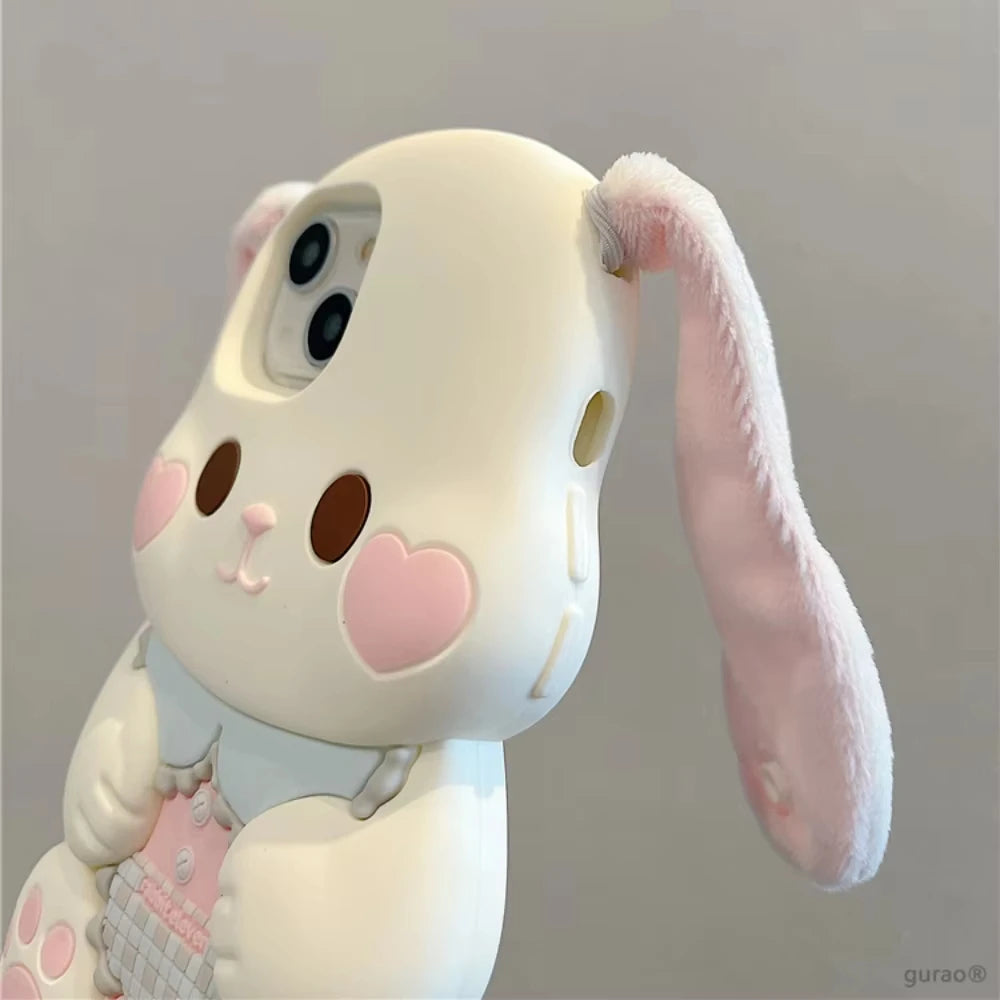 【アニマルシリーズ】ふわふわうさ耳 立体キュート スマホケース｜iPhone対応 #250924