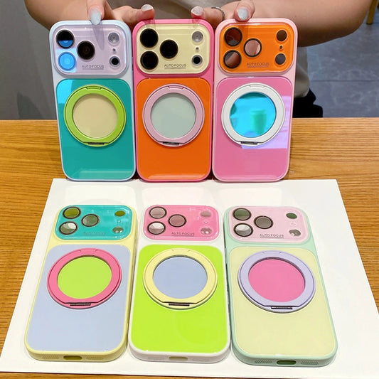 バイカラー リングスタンド付き Magnet内蔵 iPhoneケース｜韓国っぽ・ビビッドカラー #261248