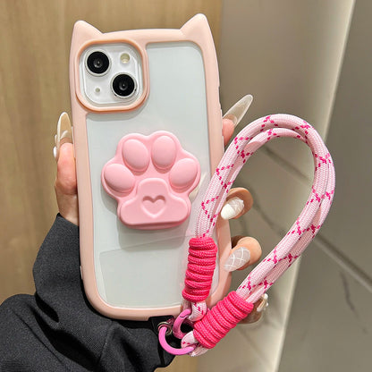 【アニマルシリーズ】肉球デザイン付き ストラップ付き可愛いスマホケース｜iPhone対応 #250923