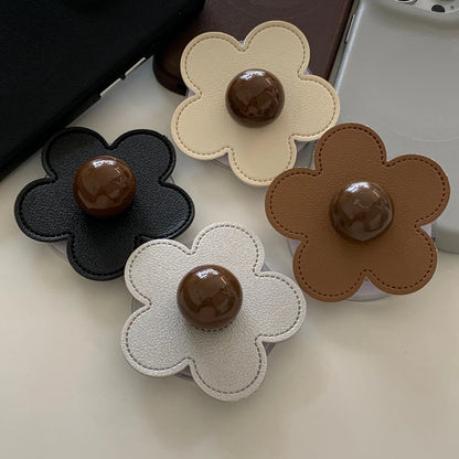 【フラワーポップ】レザー調 立体フラワー モチーフ付き スマホケース｜iPhone対応 #250423