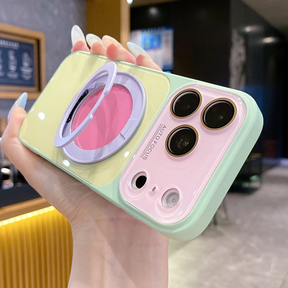 バイカラー リングスタンド付き Magnet内蔵 iPhoneケース｜韓国っぽ・ビビッドカラー #261248