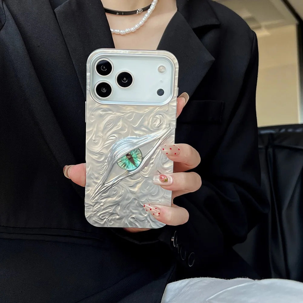 【ミスティックアイ】マーブルメタル × アイモチーフ スマホケース｜iPhone対応 #240809