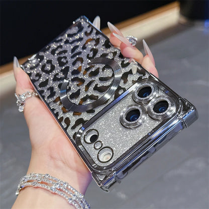 【スクエアシリーズ】レオパード ヒョウ柄 グリッター スマホケース｜iPhone対応 #251216