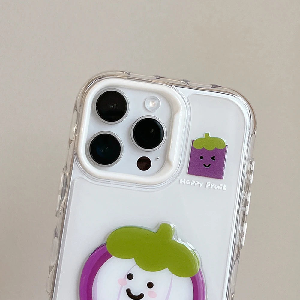 【フルーツシリーズ】スイカ マンゴスチン アップル カラフルクリア スマホケース｜iPhone対応 #251017