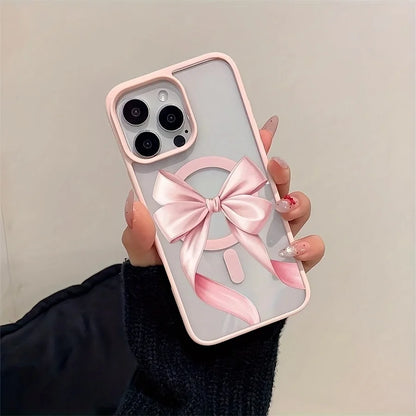 Magnet内蔵 リボンデザイン クリア iPhoneケース #260307