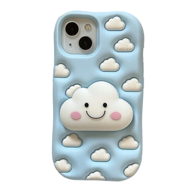 【クラウドシリーズ】3D雲モチーフ ポップデザイン スマホケース｜iPhone対応 #250824