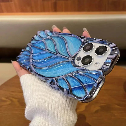 【ステンドグラス風】ラメ×立体ウェーブライン カラフル ゴールドライン スマホケース｜iPhone対応 #250617