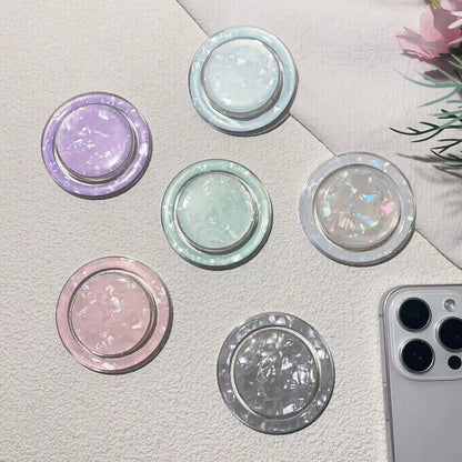 【スマホグリップ】パステルクリア ホログラムシェル  #241110