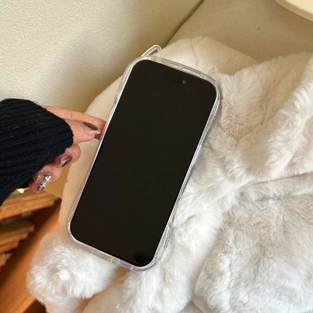 シンプル マカロンカラー 耳付き iPhoneケース｜くすみカラー・全面保護タイプ #240422