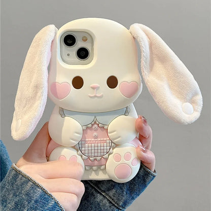 【アニマルシリーズ】ふわふわうさ耳 立体キュート スマホケース｜iPhone対応 #250924