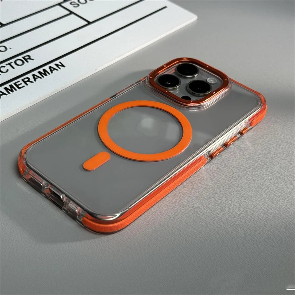 【クリアケース】透明 クリアバンパー iPhoneケース MagSafe対応 カラー縁取り 耐衝撃 スマホケース｜iPhone対応 #250406