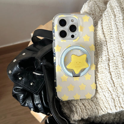 スターリング付き iPhoneケース｜Magnet内蔵・星モチーフ・クリアケース #230807