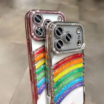 【グリッターレインボー】七色アーチ × クリアキラキラケース｜iPhone対応 #240908