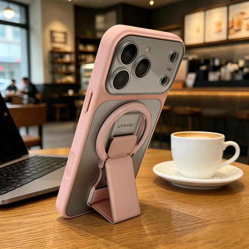 マグネット内蔵 多機能スタンドリング付き iPhoneケース 全6色 スタイリッシュ・モダン・カジュアル #261124