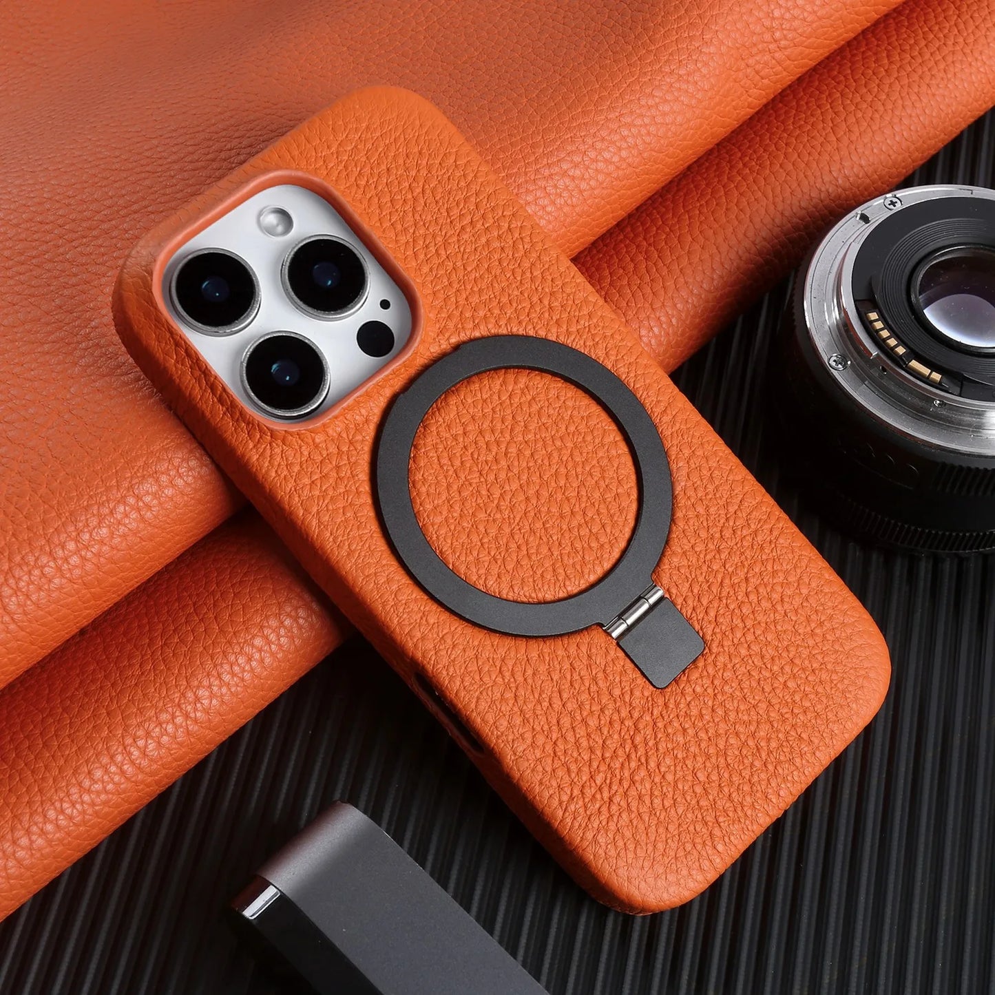 【本革シリーズ】折りたたみ スタンドリング付き レザースマホケース｜iPhone対応 #241013