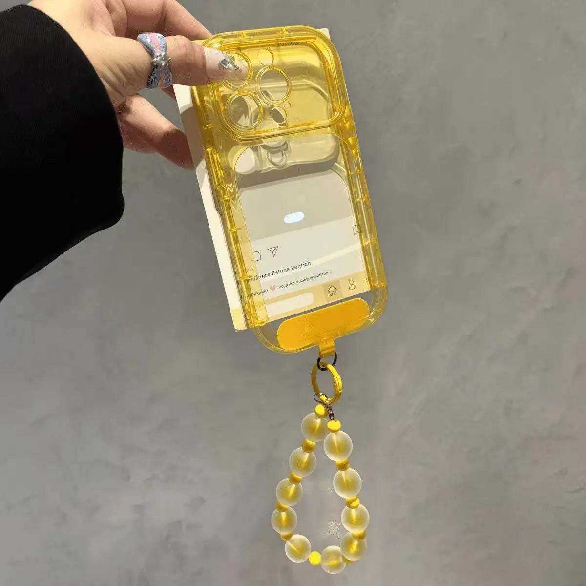 キャンディカラー クリア ビーズストラップ付き iPhoneケース｜ちゅるん・透明感 #261251