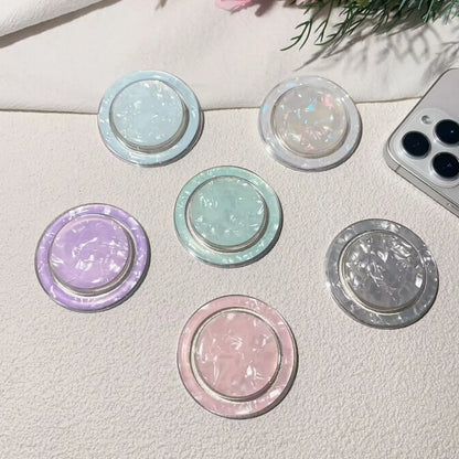 【スマホグリップ】パステルクリア ホログラムシェル  #241110