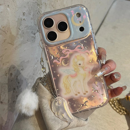 ドリーミーユニコーン iPhoneケース｜ファーチャーム付き #240419