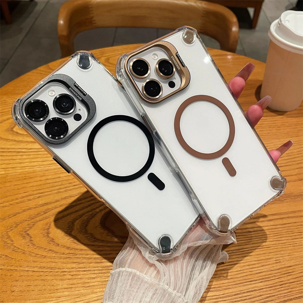 【Magnet内蔵】クリアフレーム リングスタンド デザイン ケース｜iPhone対応 #260124