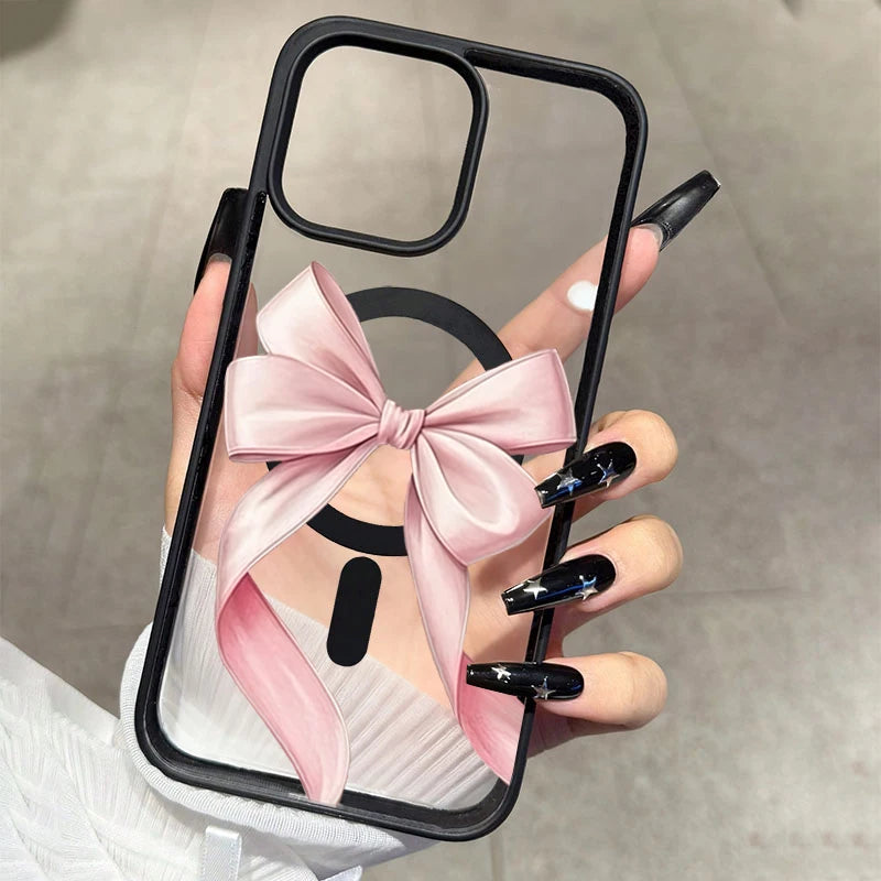 Magnet内蔵 リボンデザイン クリア iPhoneケース #260307