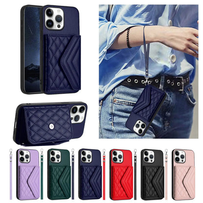 【キルティングシリーズ】カード収納付き ショルダー対応 レザー調スマホケース｜iPhone対応 #251108