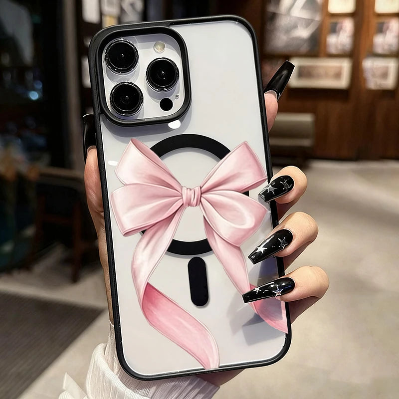 Magnet内蔵 リボンデザイン クリア iPhoneケース #260307