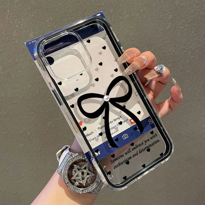 【リボンクリアハート】クリア×リボン＆ハートドット スマホケース｜iPhone対応 #250115