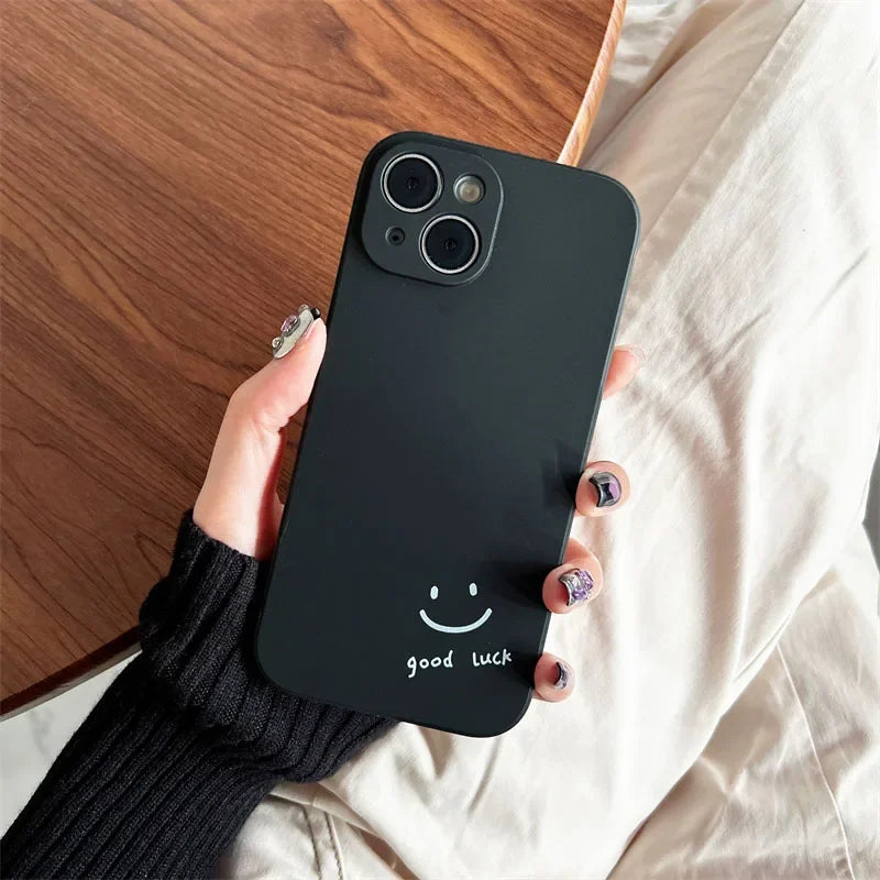 【ニコちゃんシリーズ】goodluck シンプルメッセージ ニコちゃん マット iPhoneケース #260304