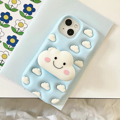 【クラウドシリーズ】3D雲モチーフ ポップデザイン スマホケース｜iPhone対応 #250824