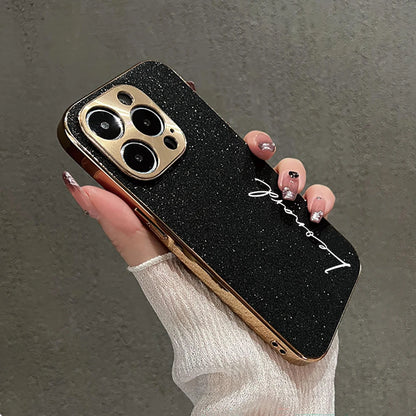 【カスタムシリーズ】ラメグリッター 名入れ スマホケース 縦書き｜iPhone対応 #240716