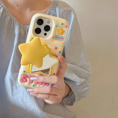 立体スター 星デザイン ミラー付き 韓国 かわいい｜iPhoneケース  #260511