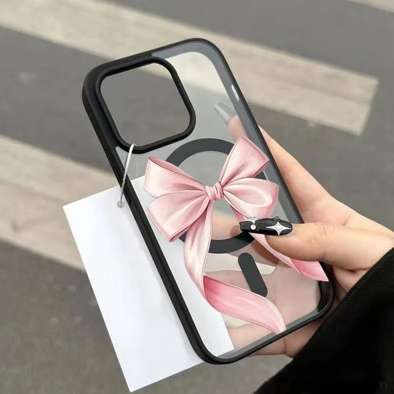 Magnet内蔵 リボンデザイン クリア iPhoneケース #260307