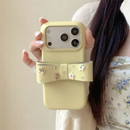 【リボンデザイン】デニム調 立体リボン iPhoneケース｜iPhone対応 #260126