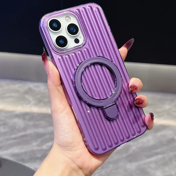 【ストライプ】iPhoneケース Magnet内蔵 リング付き ｜縦ライン スマホカバー オフィス #260524