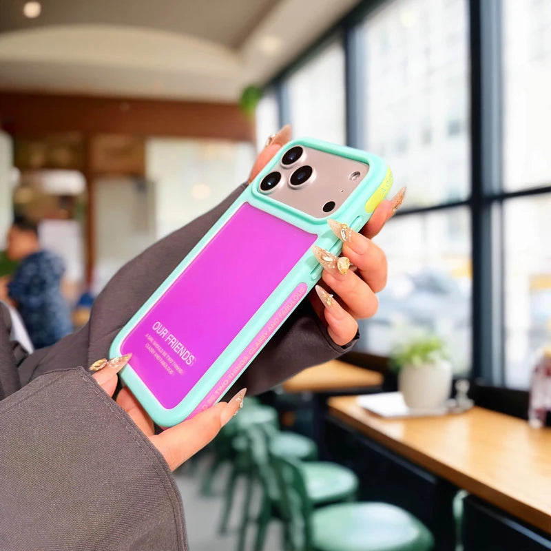 【ネオン メタリック カラー】ラバーフレーム スマホケース｜iPhone対応 #250128