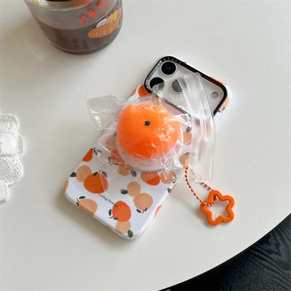 【みかん ポップソケット】フルーツ柄 ポップ オレンジ デザイン スマホケース｜iPhone対応 #250303