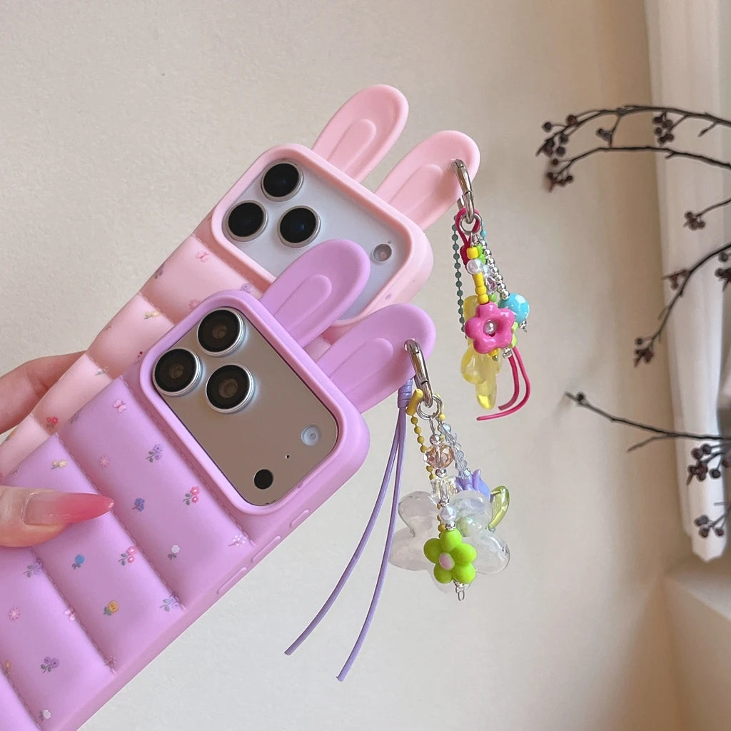 うさ耳 パフィー iPhoneケース ストラップ付き｜うさぎ・キルティング風・可愛い #261063