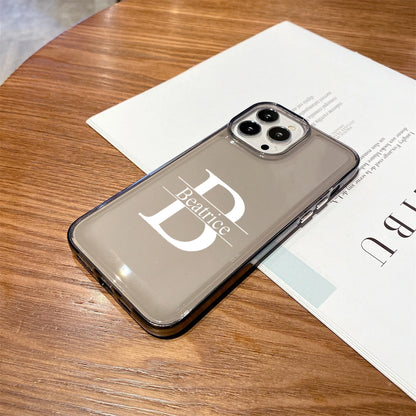 【カスタムシリーズ】ビッグ頭文字イニシャル 名入れ クリアスマホケース｜iPhone対応 #240718