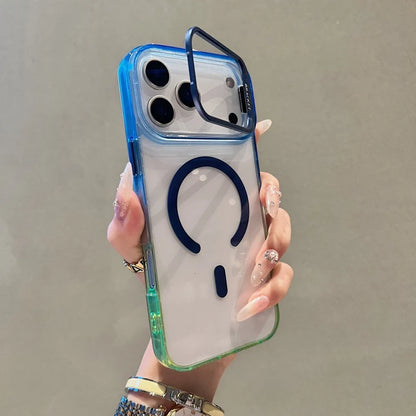 【グラデーションフレーム】 ワンタッチスタンド クリア スマホケース｜iPhone対応 #240902