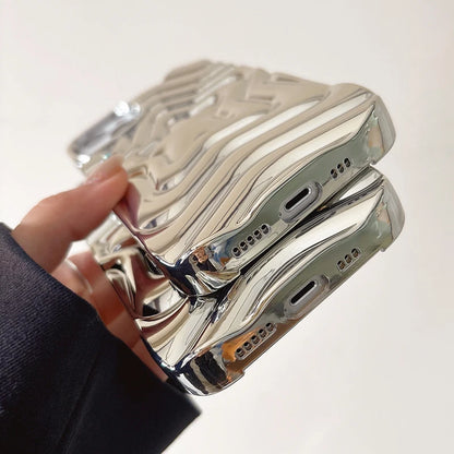 【スターモチーフ】立体デザイン × シルバーカラー スマホケース｜iPhone対応 #250602