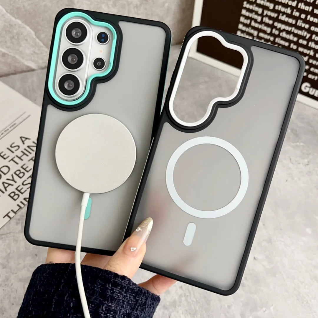 【Galaxy対応】スモーククリア ビビッドフレーム マグネット内蔵ケース 全6色 韓国風・ポップ・スタイリッシュ #261106