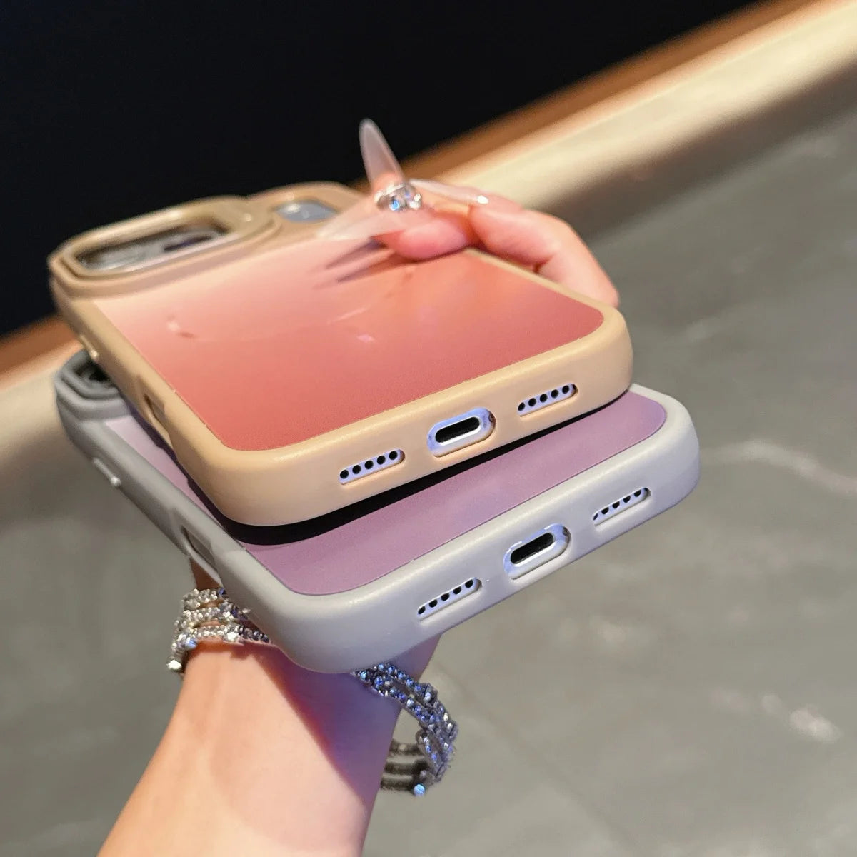 グラデーション Magnet内蔵 　カメラスタンド iPhoneケース｜マットカラー #260102