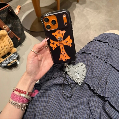 【ヴィンテージクロス】ビッグクロス×マットブラック スマホケース｜iPhone対応 #240728