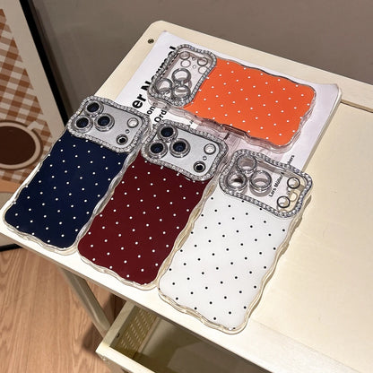 【ドットジュエルミラー】ラインストーン×水玉デザイン スマホケース｜iPhone対応 #250120