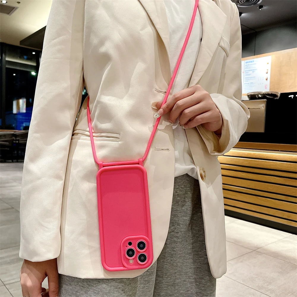【シンプルシリーズ】無地ショルダーストラップ付き おしゃれ肩掛け スマホケース｜iPhone対応 #250901