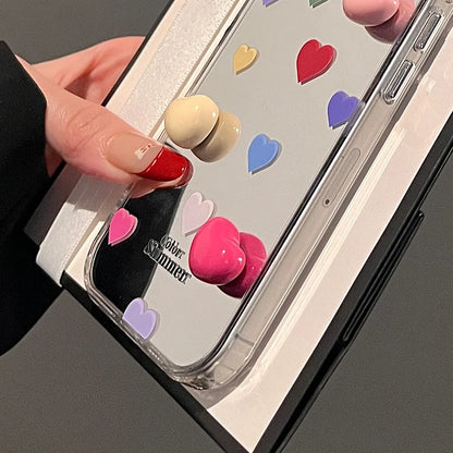 【ハートシリーズ】カラフルハート ミラー加工 かわいい スマホケース｜iPhone対応 #251005