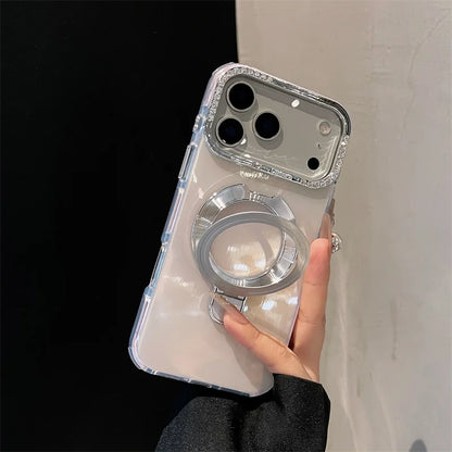 【耐衝撃 クリアケース】折りたたみマグネットリングスタンド機能付き スマホケース おしゃれ シンプル 透明 TPU バンパー カバー｜iPhone対応 #251223