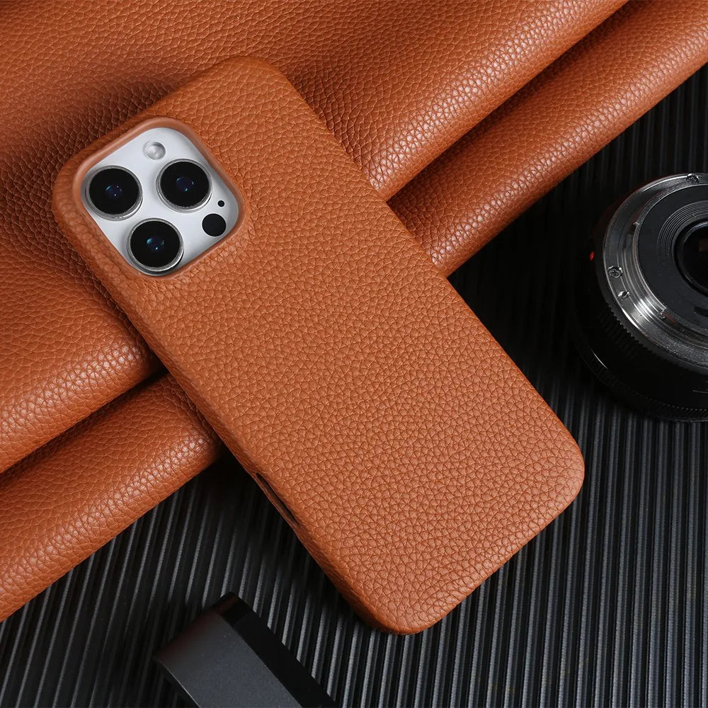 【Magnet内蔵】リアルレザー シンプル ハイグレード スマホケース｜iPhone対応 #241017