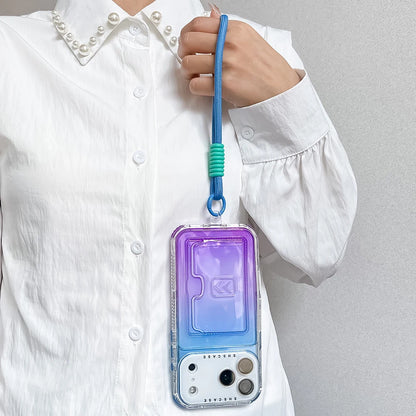 【グラデーションシリーズ】キラキラ透明感 グラデーションカラー カード収納付き スマホケース｜iPhone対応 #251022