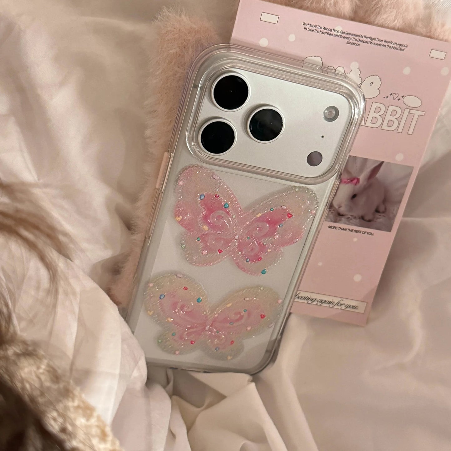 グリッターバタフライ iPhoneケース｜クリア・ラメ加工・蝶々 #231004